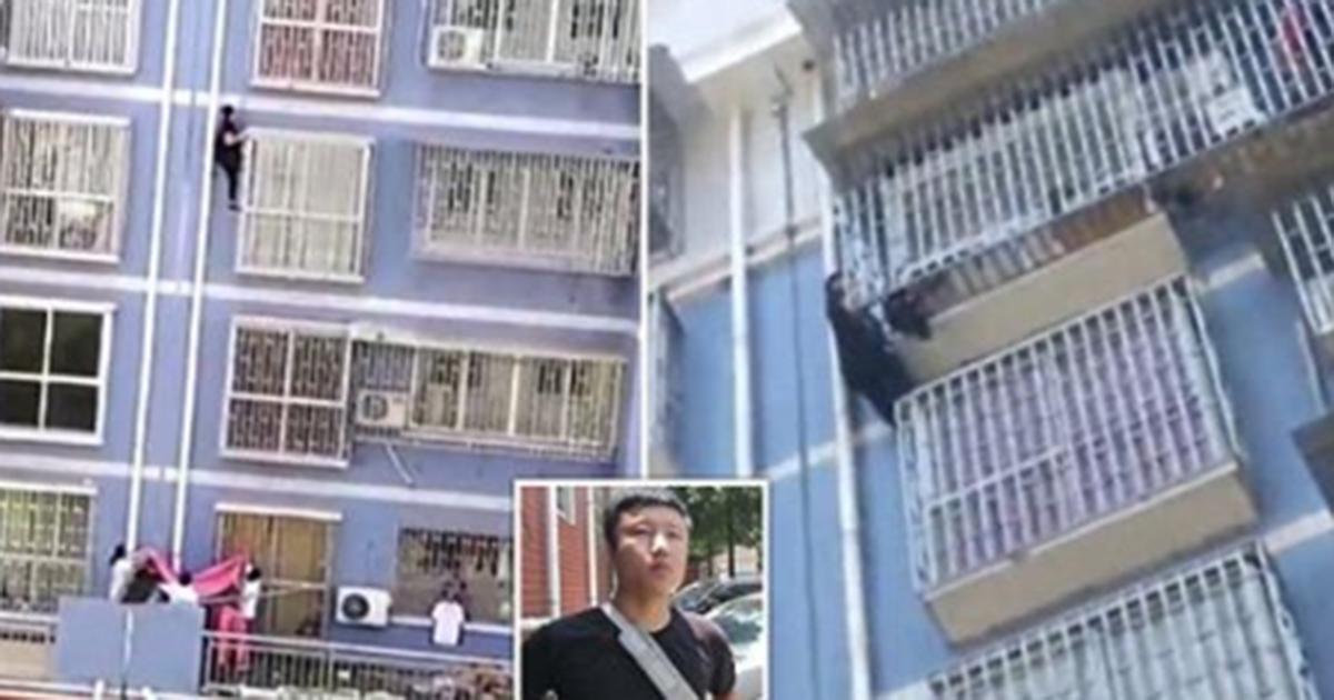 Un Chinois escalade à mains nus 5 étages afin de sauver un bébé suspendu dans le vide.