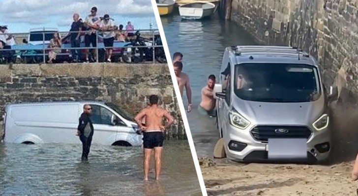 Il gare son van sur la plage, dans une zone de stationnement interdit, et le retrouve immergée dans l’eau